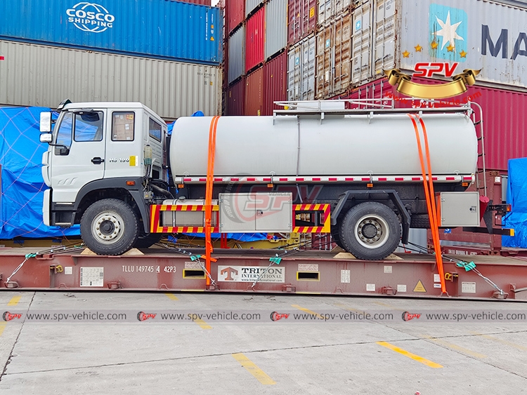 1 Unit of 10,000 Litres Stainless Steel Tank Truck Sinotruk Loaded Onto Flat Rack